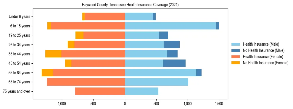 Health insurance pyramid for Haywood County, Tennessee