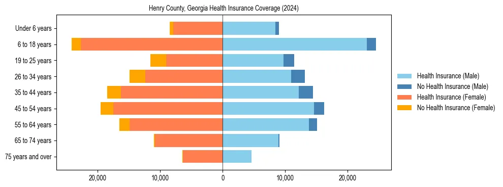 Health insurance pyramid for Henry County, Georgia