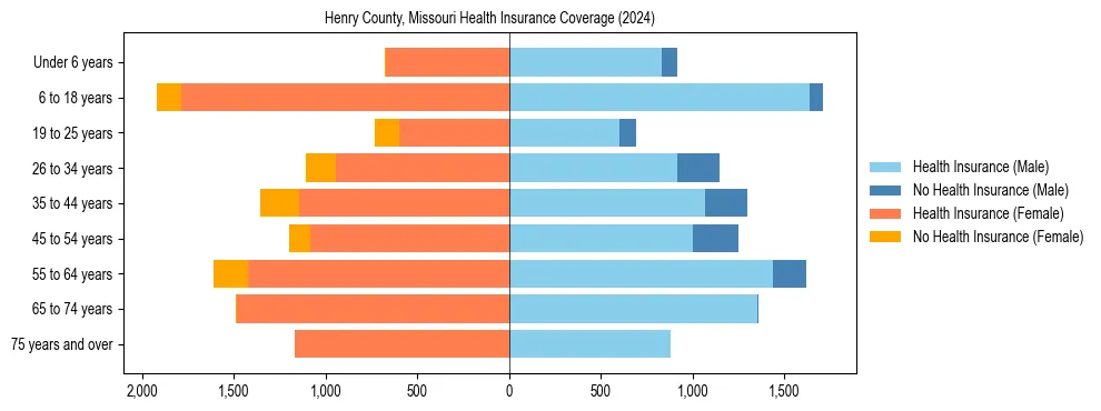 Health insurance pyramid for Henry County, Missouri