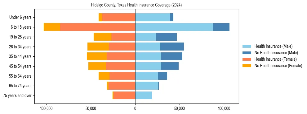 Health insurance pyramid for Hidalgo County, Texas