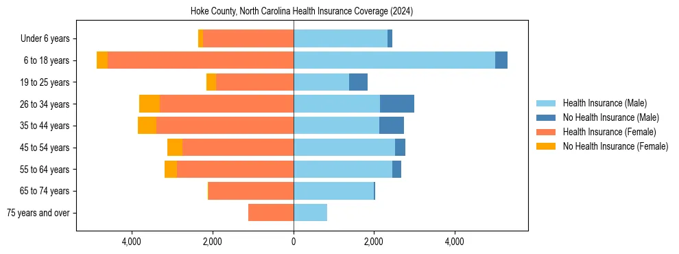 Health insurance pyramid for Hoke County, North Carolina