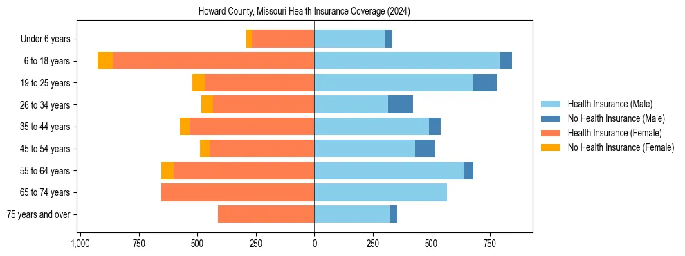 Health insurance pyramid for Howard County, Missouri