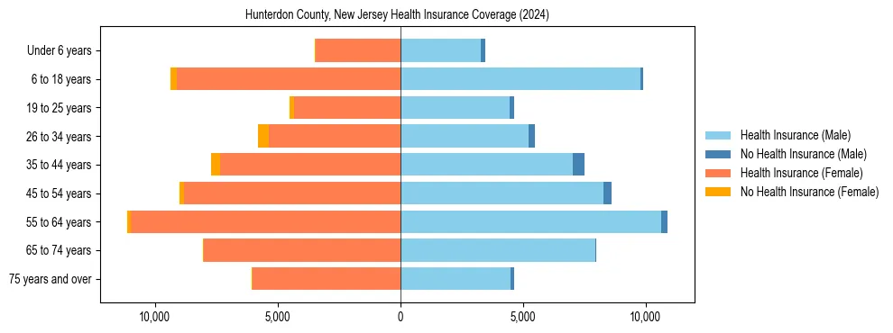 Health insurance pyramid for Hunterdon County, New Jersey
