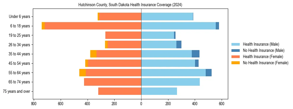 Health insurance pyramid for Hutchinson County, South Dakota