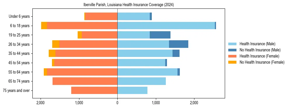 Health insurance pyramid for Iberville Parish, Louisiana