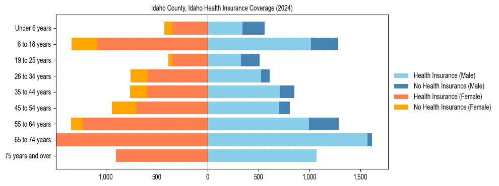 Health insurance pyramid for Idaho County, Idaho