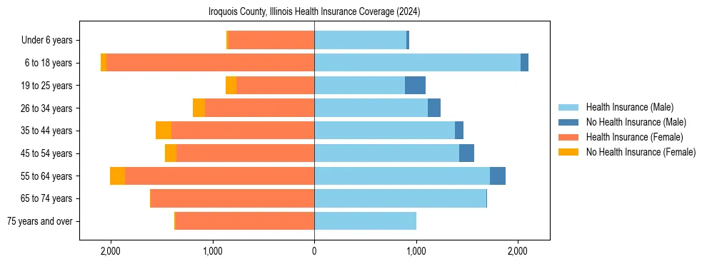 Health insurance pyramid for Iroquois County, Illinois