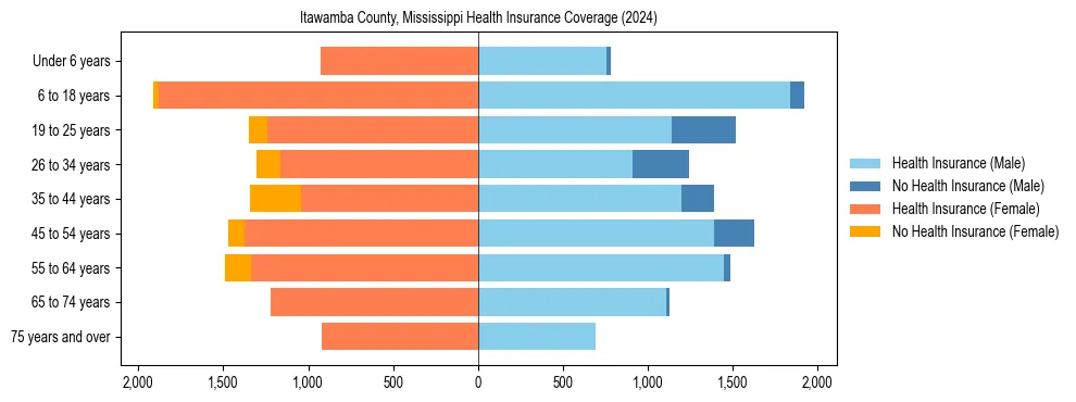 Health insurance pyramid for Itawamba County, Mississippi