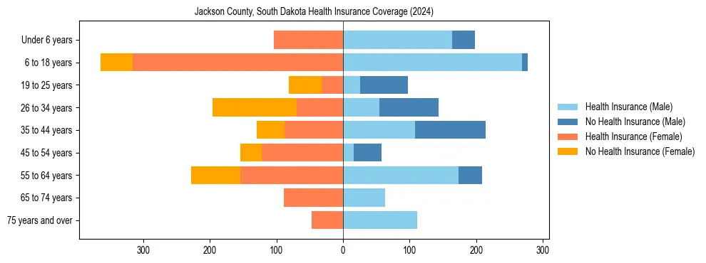 Health insurance pyramid for Jackson County, South Dakota