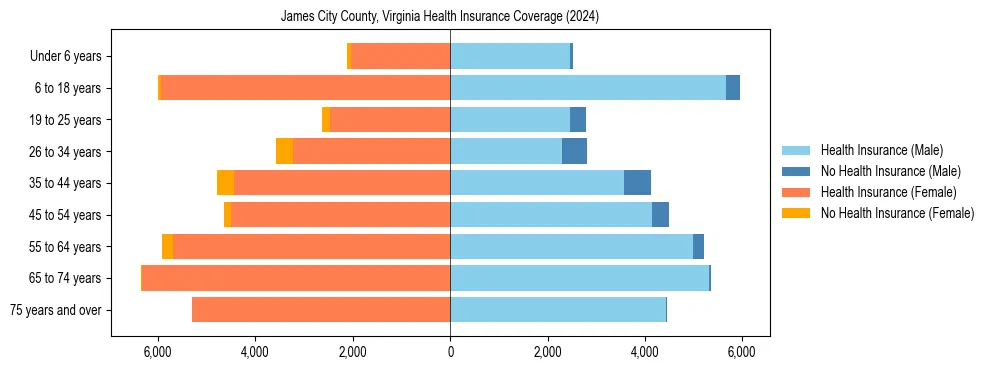 Health insurance pyramid for James City County, Virginia