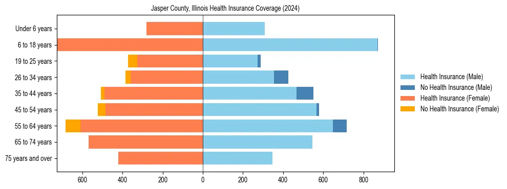 Health insurance pyramid for Jasper County, Illinois