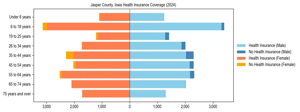 Health insurance pyramid for Jasper County, Iowa