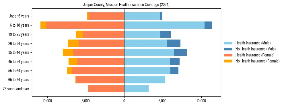 Health insurance pyramid for Jasper County, Missouri