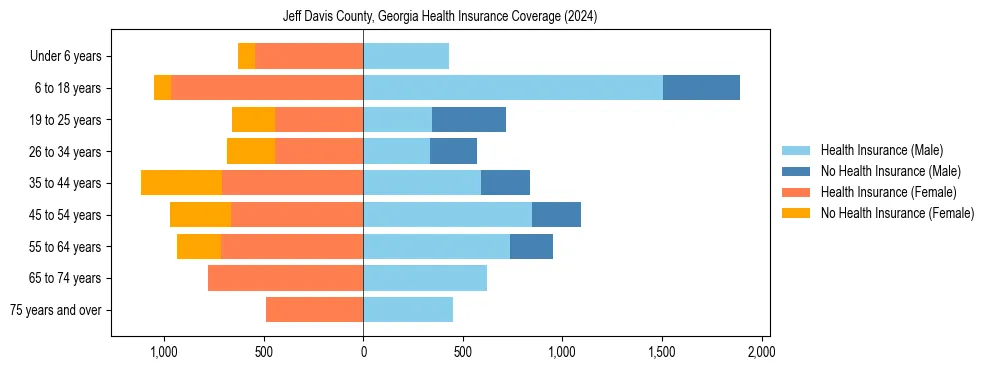 Health insurance pyramid for Jeff Davis County, Georgia