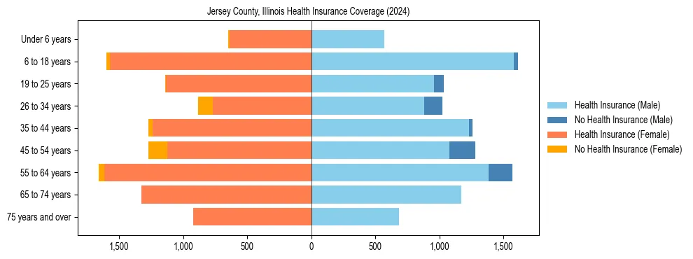 Health insurance pyramid for Jersey County, Illinois