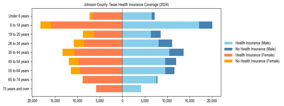 Health insurance pyramid for Johnson County, Texas