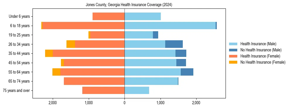 Health insurance pyramid for Jones County, Georgia