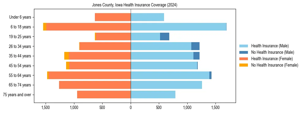 Health insurance pyramid for Jones County, Iowa