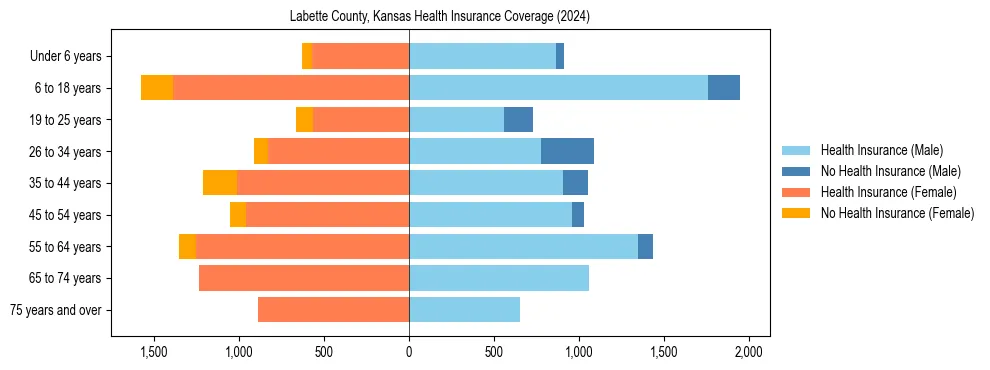 Health insurance pyramid for Labette County, Kansas