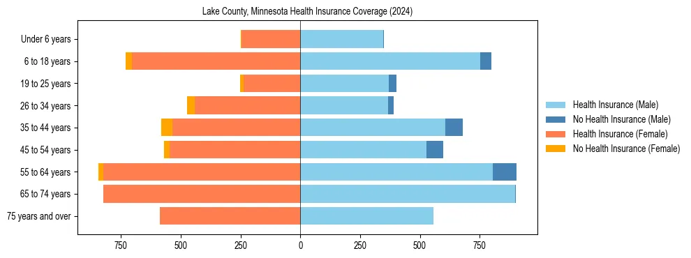Health insurance pyramid for Lake County, Minnesota