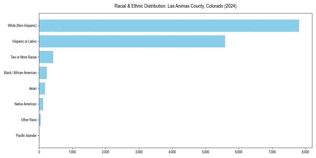 Bar chart showing racial distribution in  for 2024