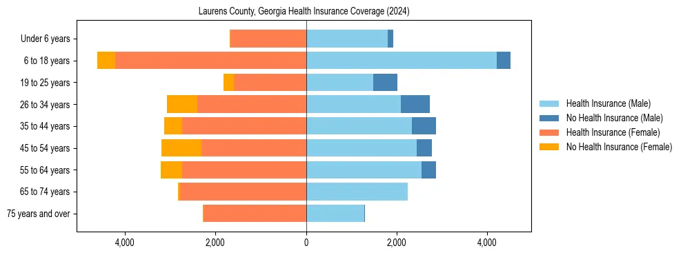 Health insurance pyramid for Laurens County, Georgia