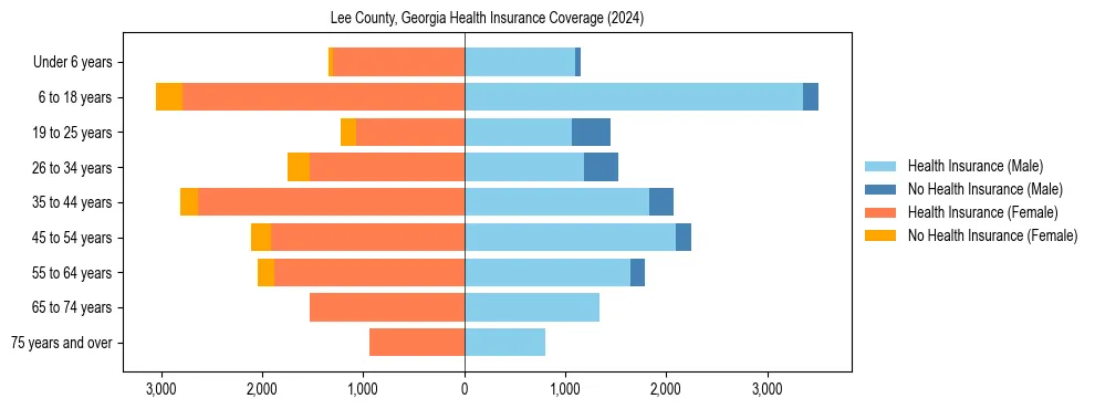 Health insurance pyramid for Lee County, Georgia