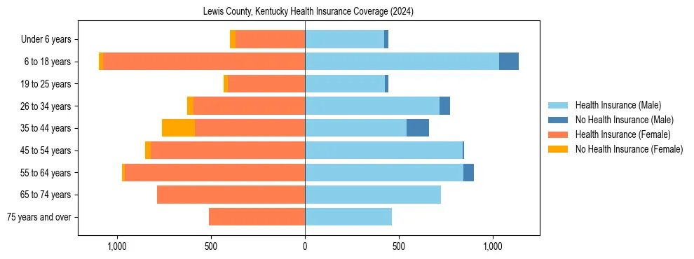 Health insurance pyramid for Lewis County, Kentucky