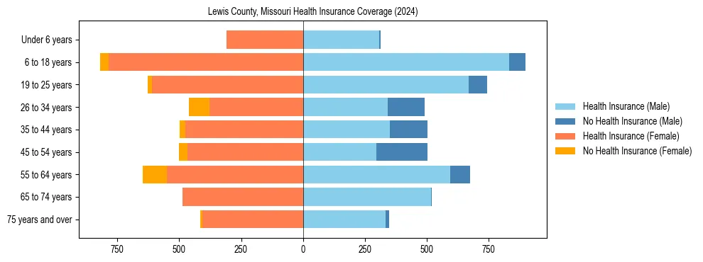 Health insurance pyramid for Lewis County, Missouri