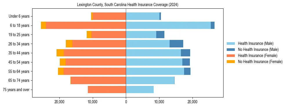 Health insurance pyramid for Lexington County, South Carolina