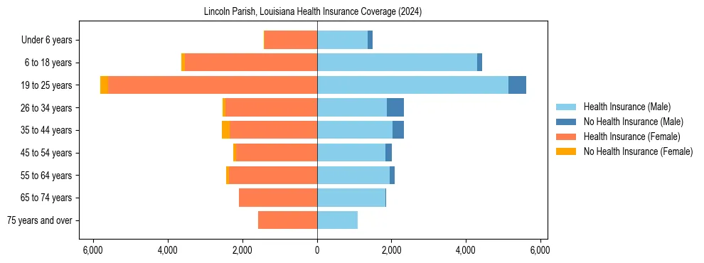 Health insurance pyramid for Lincoln Parish, Louisiana