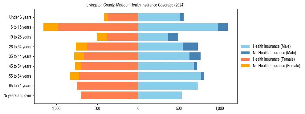 Health insurance pyramid for Livingston County, Missouri