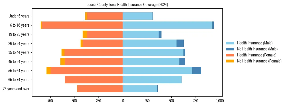 Health insurance pyramid for Louisa County, Iowa