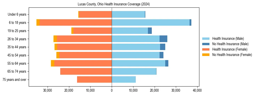 Health insurance pyramid for Lucas County, Ohio