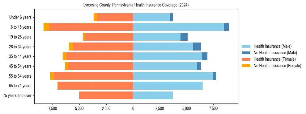 Health insurance pyramid for Lycoming County, Pennsylvania