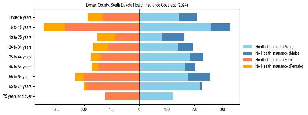 Health insurance pyramid for Lyman County, South Dakota