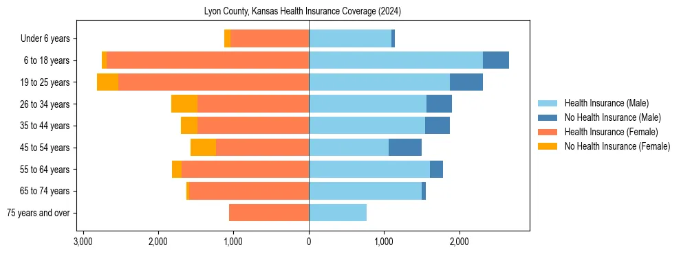 Health insurance pyramid for Lyon County, Kansas