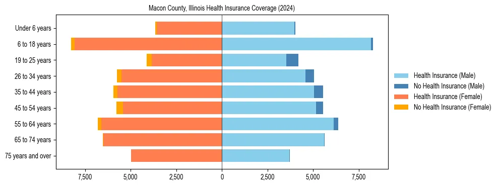 Health insurance pyramid for Macon County, Illinois