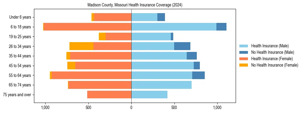Health insurance pyramid for Madison County, Missouri