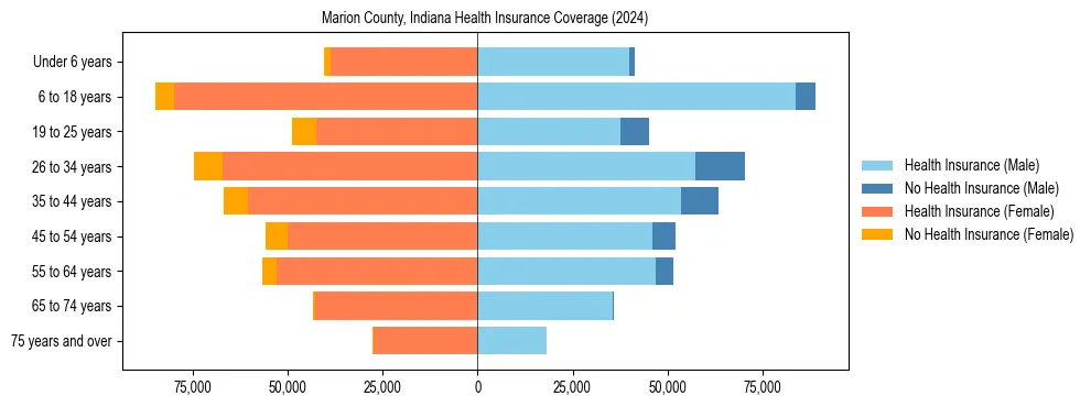Health insurance pyramid for Marion County, Indiana