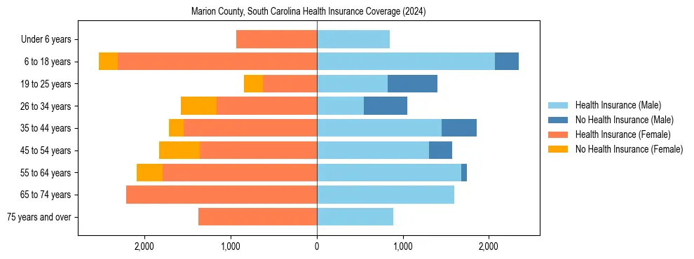 Health insurance pyramid for Marion County, South Carolina