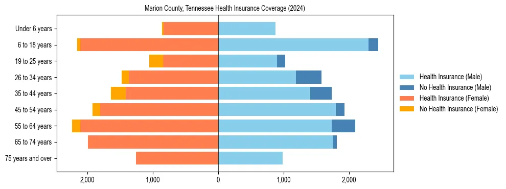 Health insurance pyramid for Marion County, Tennessee