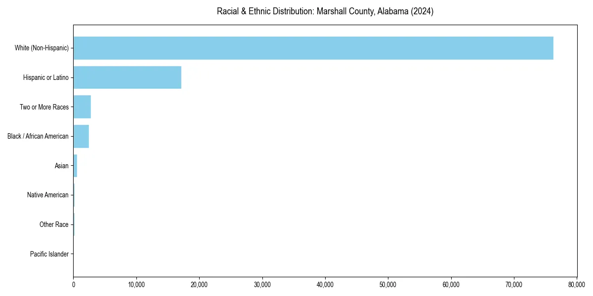 Bar chart showing racial distribution in  for 2024