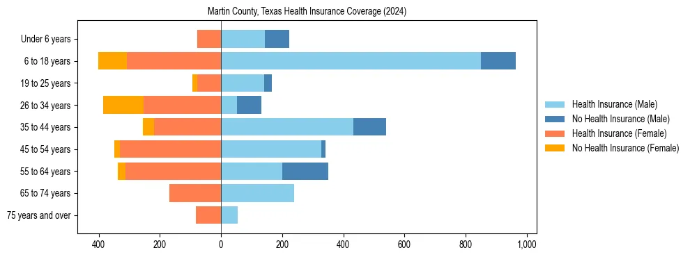 Health insurance pyramid for Martin County, Texas