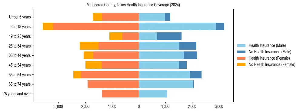 Health insurance pyramid for Matagorda County, Texas