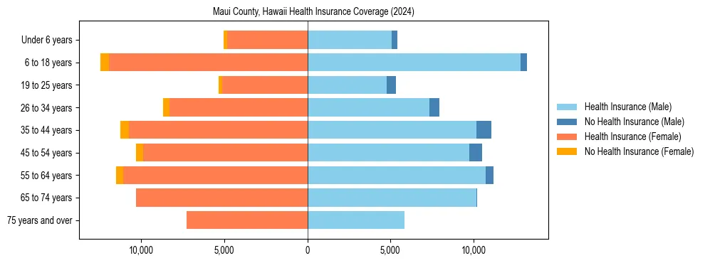 Health insurance pyramid for Maui County, Hawaii