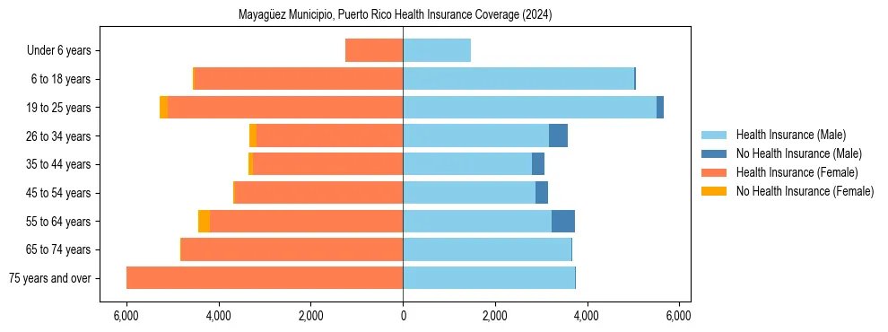 Health insurance pyramid for Mayagüez Municipio, Puerto Rico