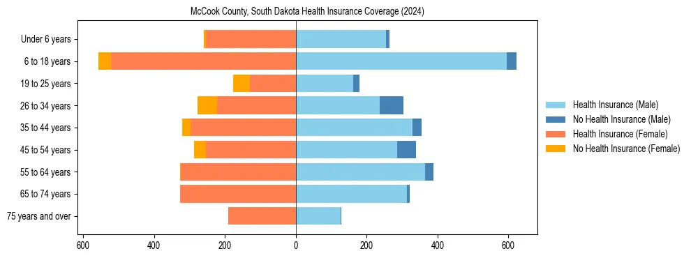 Health insurance pyramid for McCook County, South Dakota