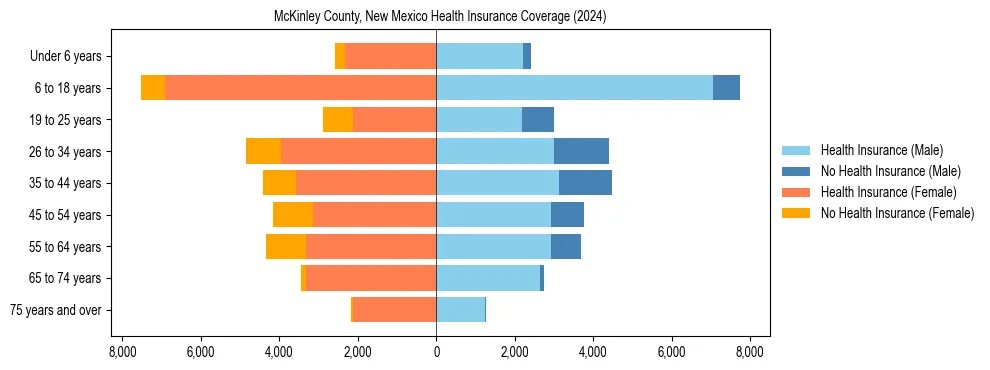 Health insurance pyramid for McKinley County, New Mexico