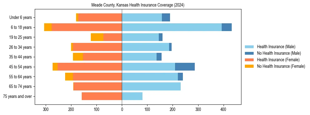 Health insurance pyramid for Meade County, Kansas